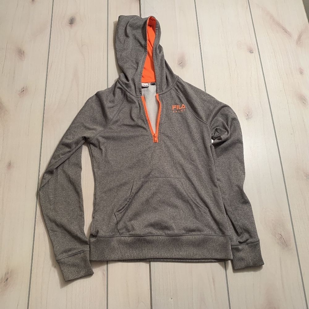 girls L FILA half zip athletic hooded sweatshirt